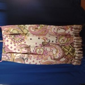 Colorful Wool shawl with fur fringe